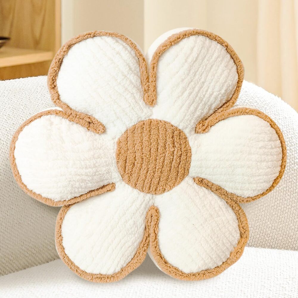 5434 White Flower Pillow,Soft Daisy Flower Shaped Pillows Floor